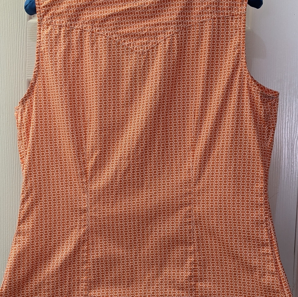 Roper orange print sleeveless pearl snap blouse M - Picture 2 of 7